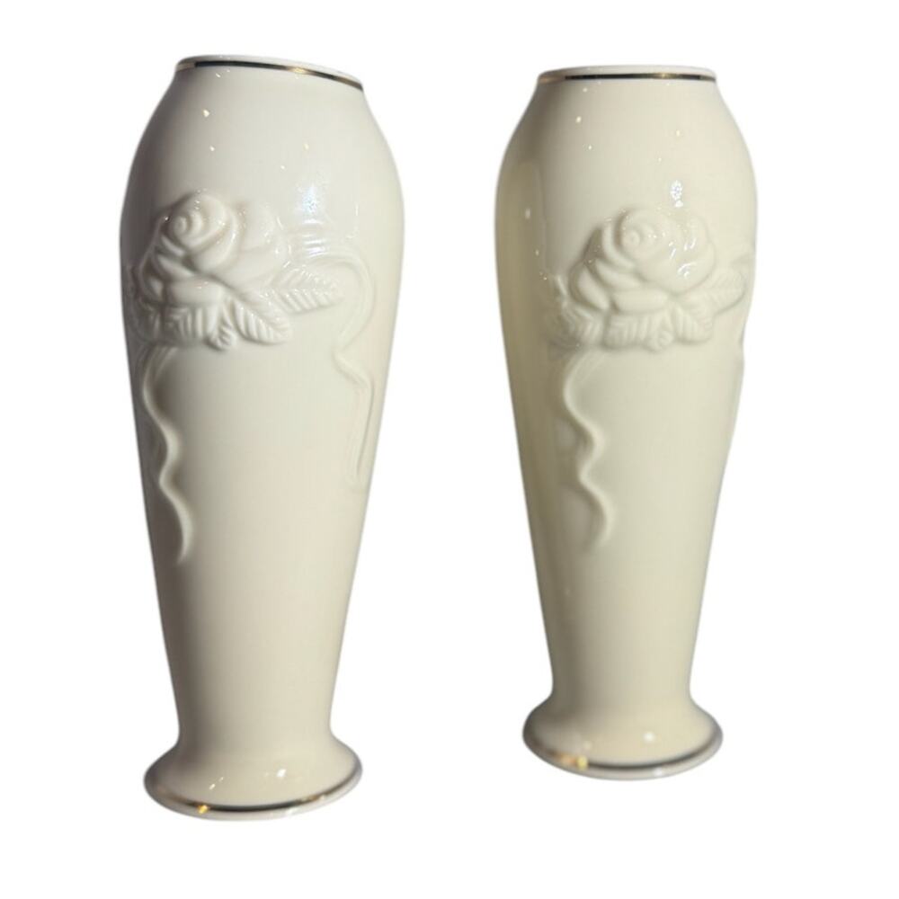 Vintage 1980's Lenox Rosebud vase-pair